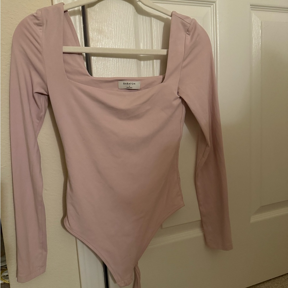 Babaton Soft Pink Square Neck Bodysuit